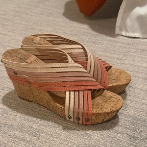 Worn once lucky brand wedge cork heels size 9